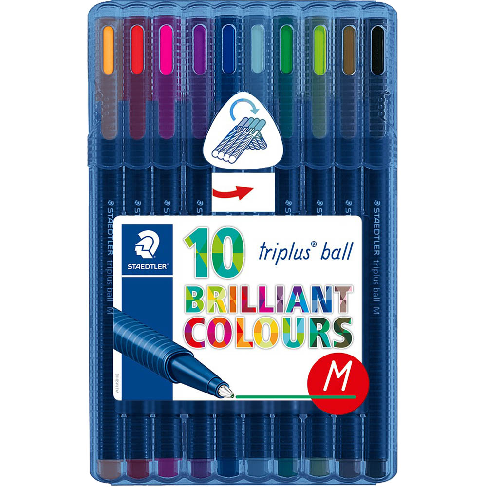 Image for STAEDTLER 437 TRIPLUS BALLPOINT PEN MEDIUM ASSORTED PACK 10 from Clipboard Stationers & Art Supplies