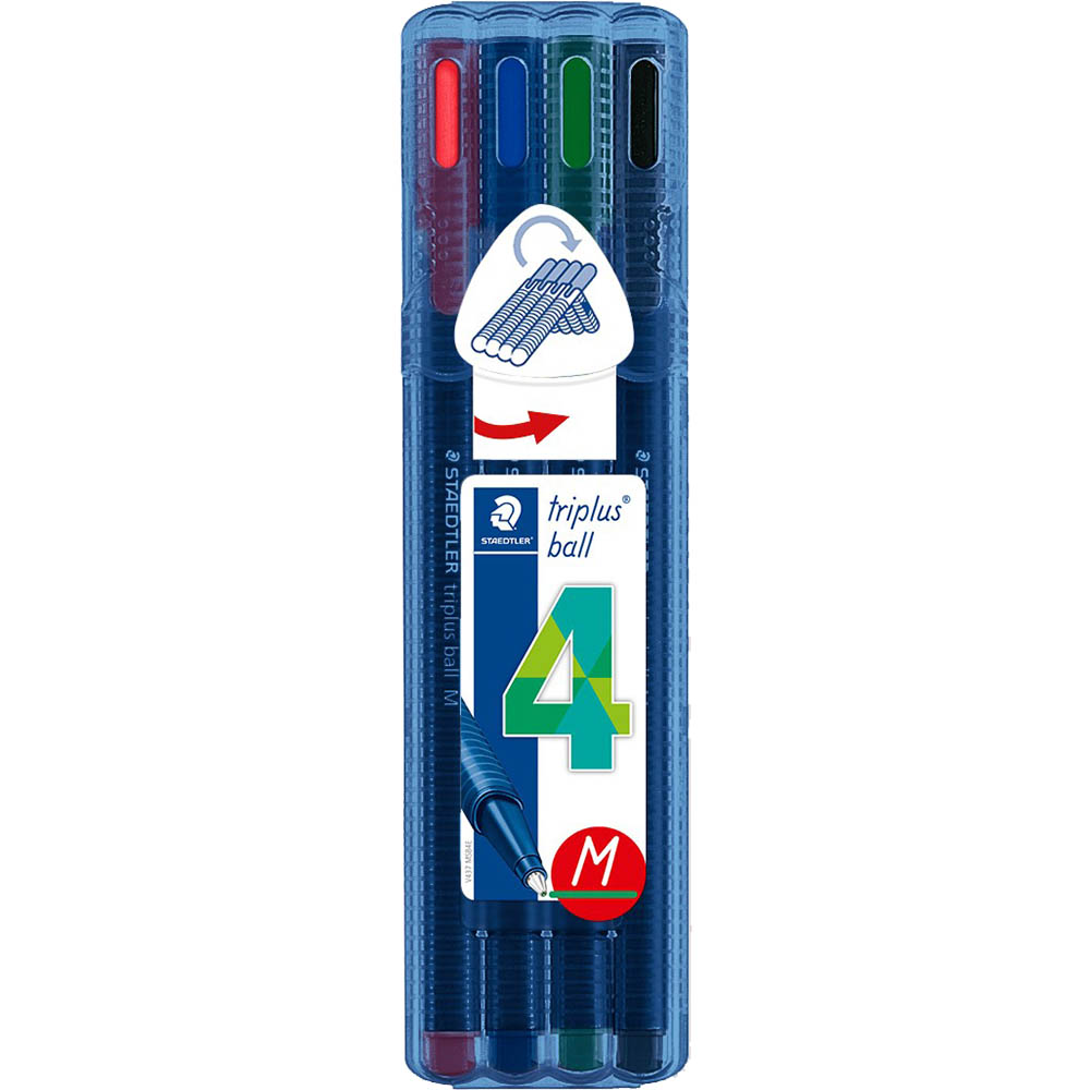 Image for STAEDTLER 437 TRIPLUS BALLPOINT PEN MEDIUM ASSORTED PACK 4 from Mitronics Corporation