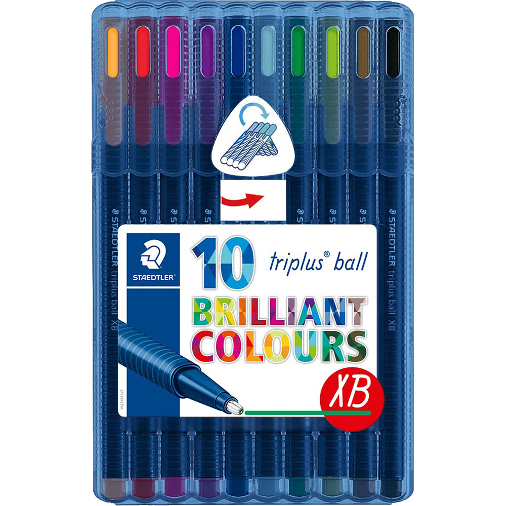 Image for STAEDTLER 437 TRIPLUS BALLPOINT PEN EXTRA BROAD ASSORTED PACK 10 from Clipboard Stationers & Art Supplies