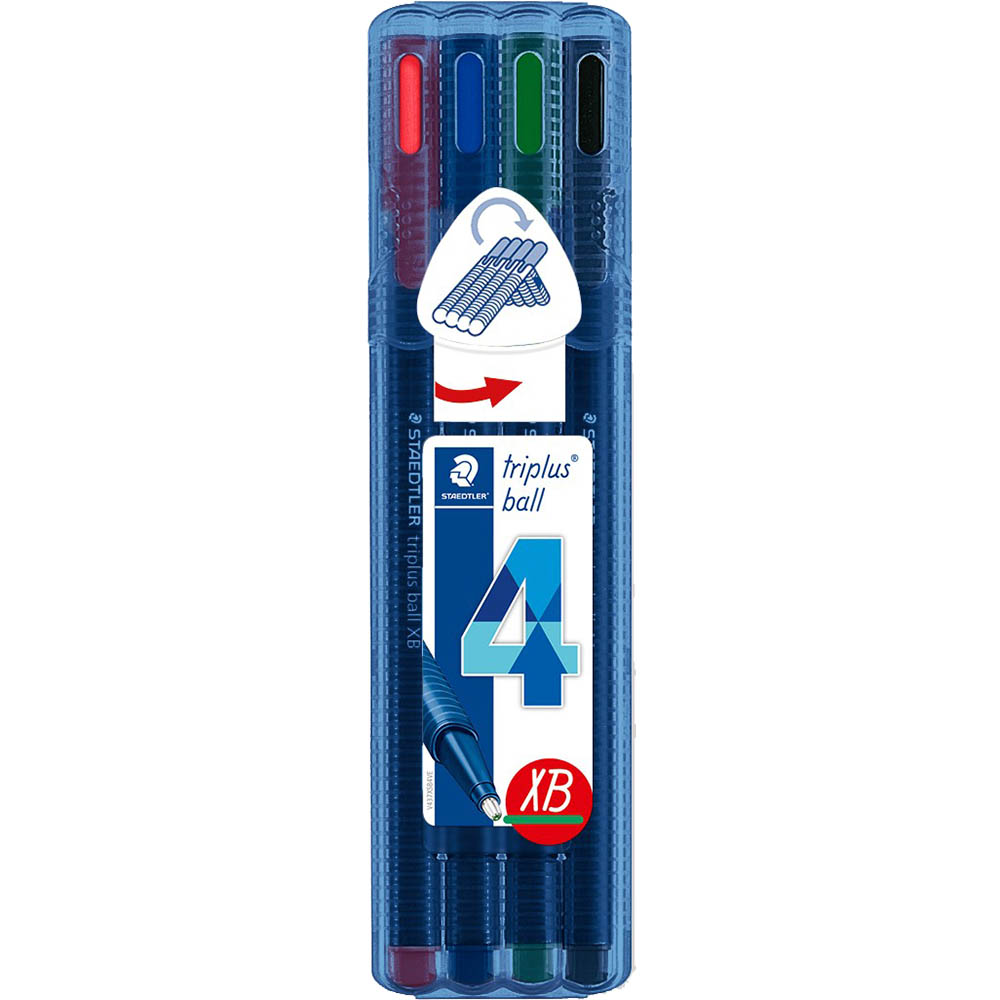 Image for STAEDTLER 437 TRIPLUS BALLPOINT PEN EXTRA BROAD ASSORTED PACK 4 from York Stationers