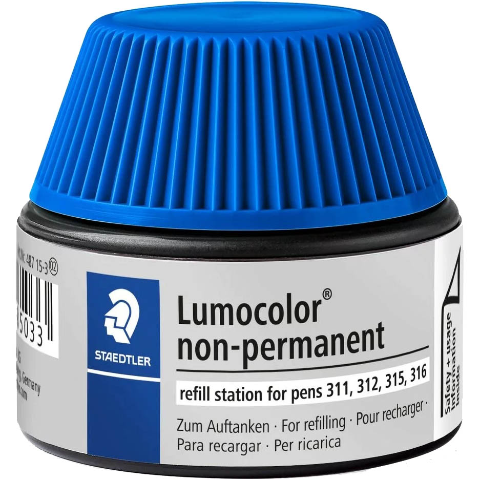 Image for STAEDTLER 487-15 LUMOCOLOR NON-PERMANENT REFILL STATION 15ML BLUE from Prime Office Supplies