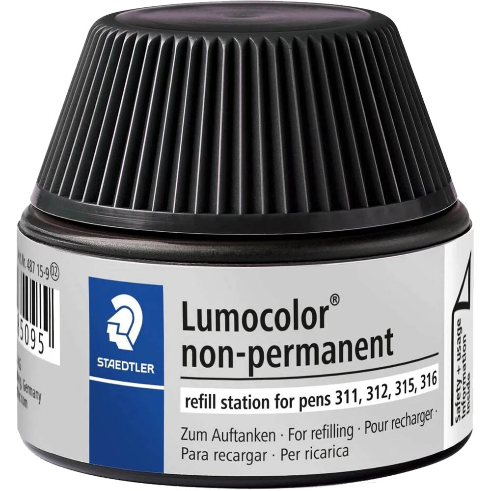 Image for STAEDTLER 487-15 LUMOCOLOR NON-PERMANENT REFILL STATION 15ML BLACK from Clipboard Stationers & Art Supplies