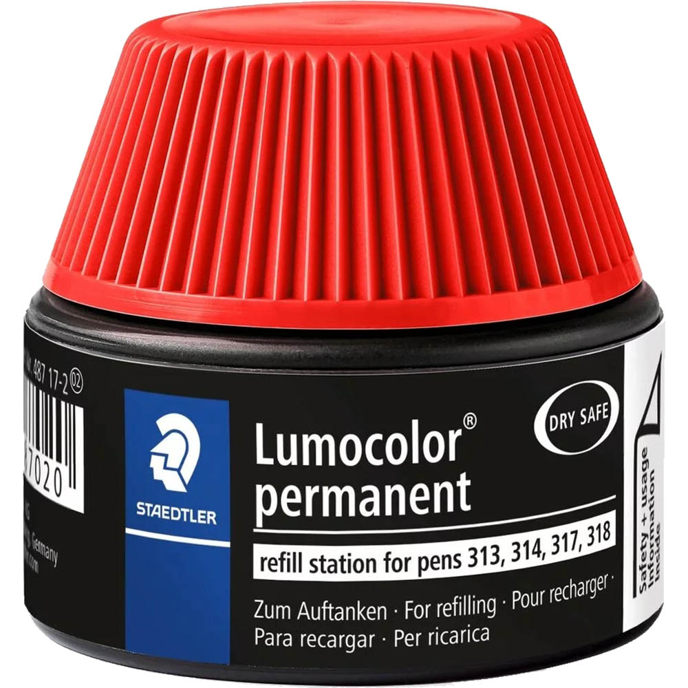Image for STAEDTLER 487-17 LUMOCOLOR PERMANENT UNIVERSAL REFILL STATION 15ML RED from Prime Office Supplies