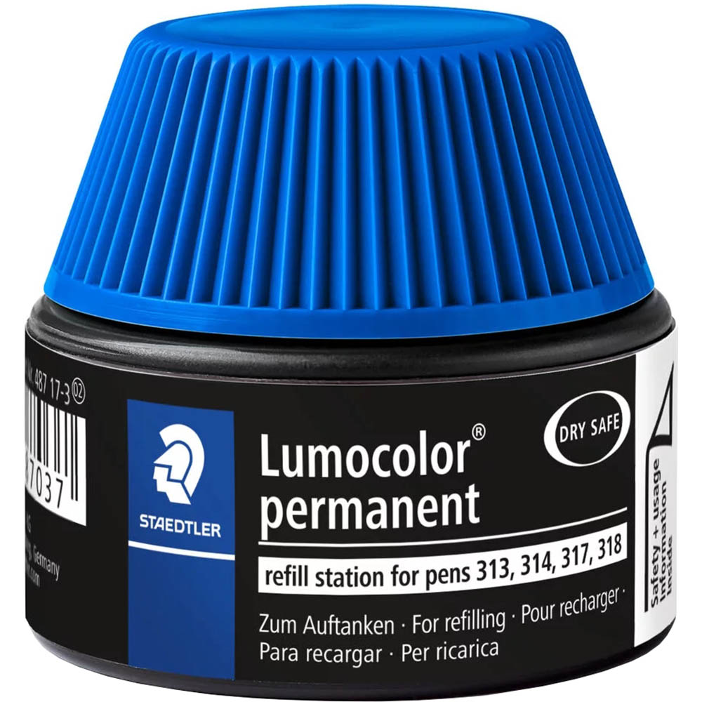 Image for STAEDTLER 487-17 LUMOCOLOR PERMANENT UNIVERSAL REFILL STATION 15ML BLUE from Prime Office Supplies