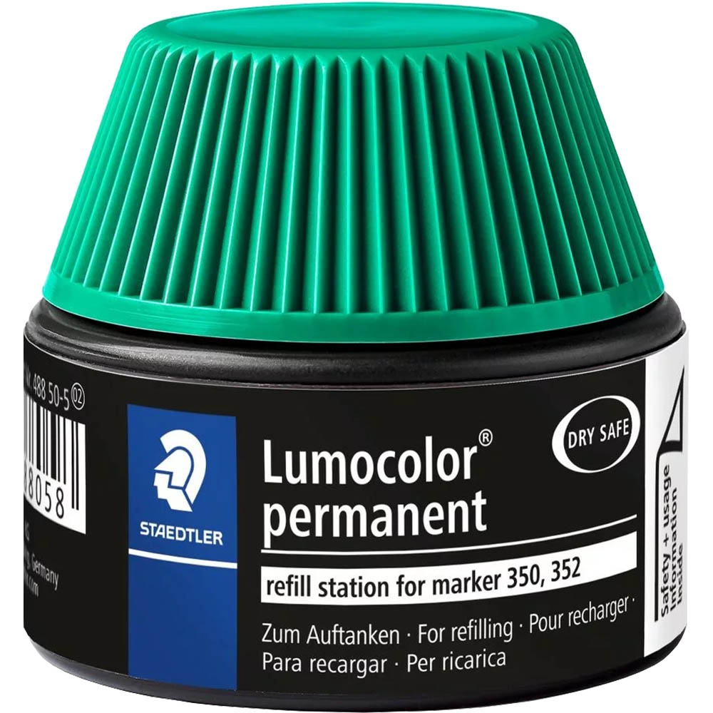 Image for STAEDTLER 488-50 LUMOCOLOR PERMANENT MARKER REFILL STATION 30ML GREEN from Office Fix - WE WILL BEAT ANY ADVERTISED PRICE BY 10%