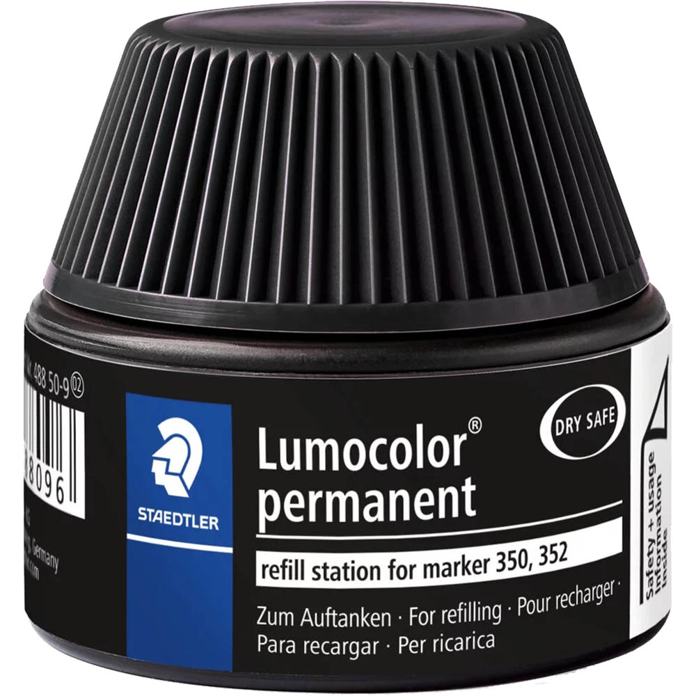 Image for STAEDTLER 488-50 LUMOCOLOR PERMANENT MARKER REFILL STATION 30ML BLACK from Office Fix - WE WILL BEAT ANY ADVERTISED PRICE BY 10%