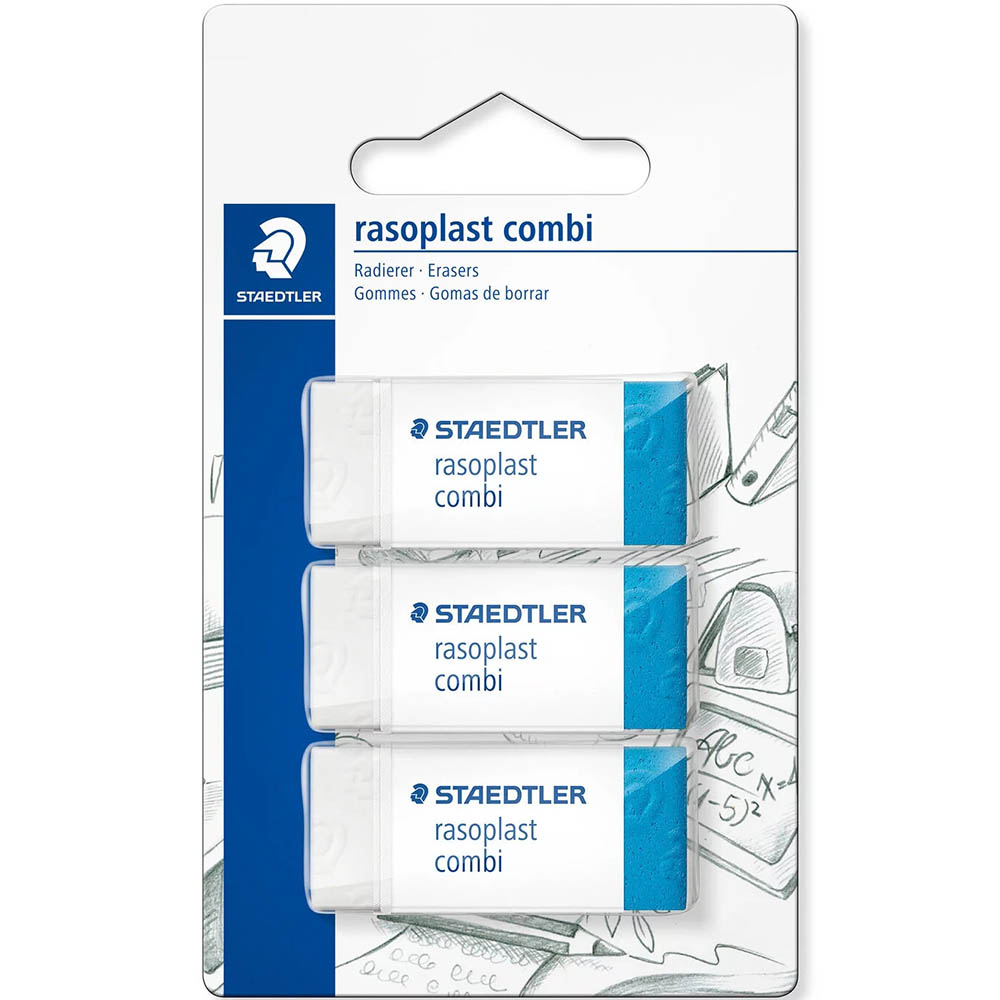 Image for STAEDTLER 526 RASOPLAST COMBI PENCIL ERASER MEDIUM PACK 3 from That Office Place PICTON