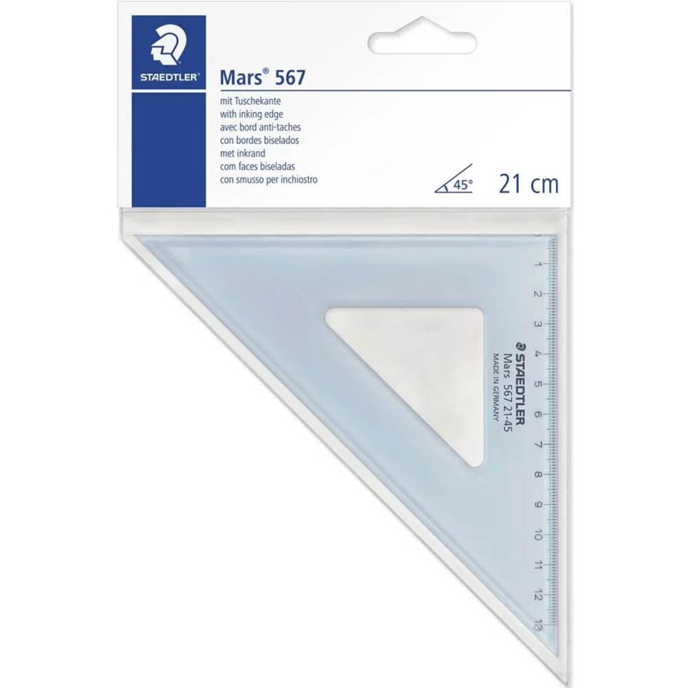 Image for STAEDTLER 567 MARS SET SQUARE 45/45 210MM CLEAR from Prime Office Supplies