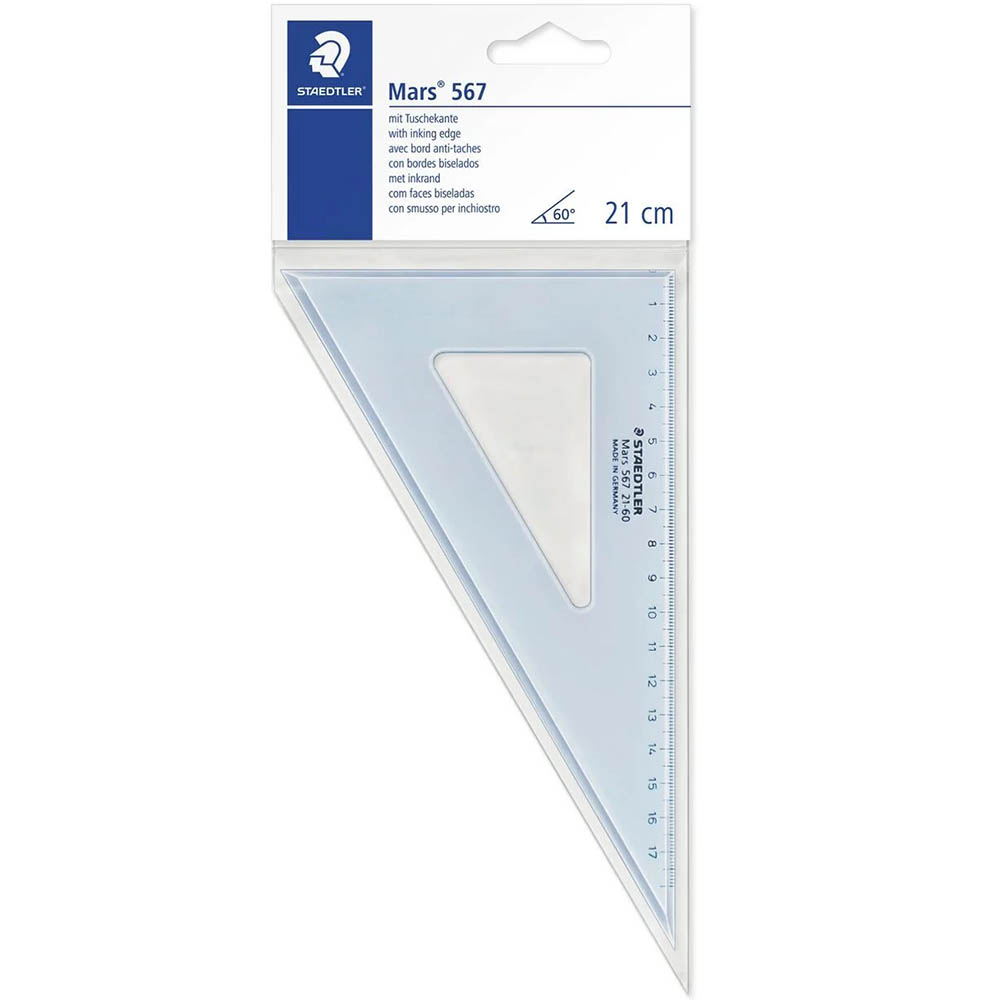 Image for STAEDTLER 567 MARS SET SQUARE 60/30 210MM CLEAR from York Stationers
