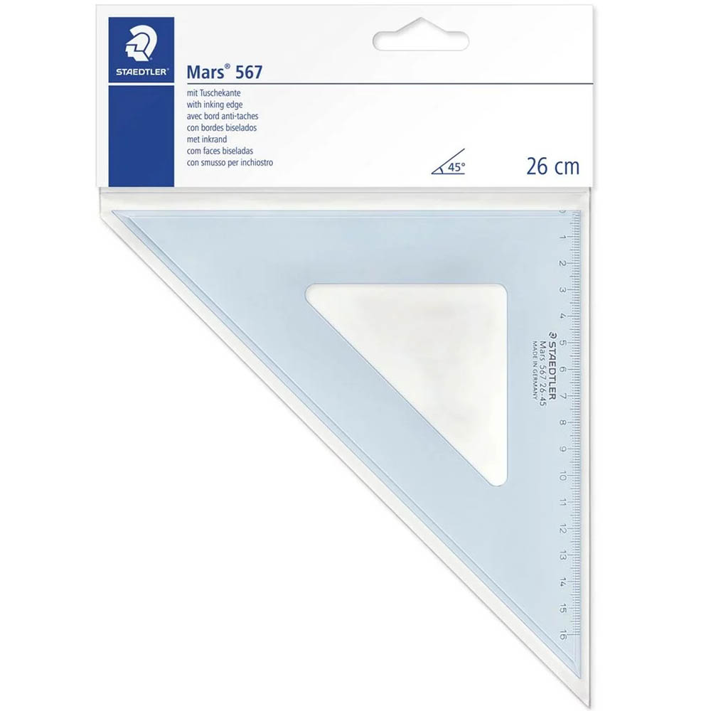Image for STAEDTLER 567 MARS SET SQUARE 45/45 260MM CLEAR from Clipboard Stationers & Art Supplies