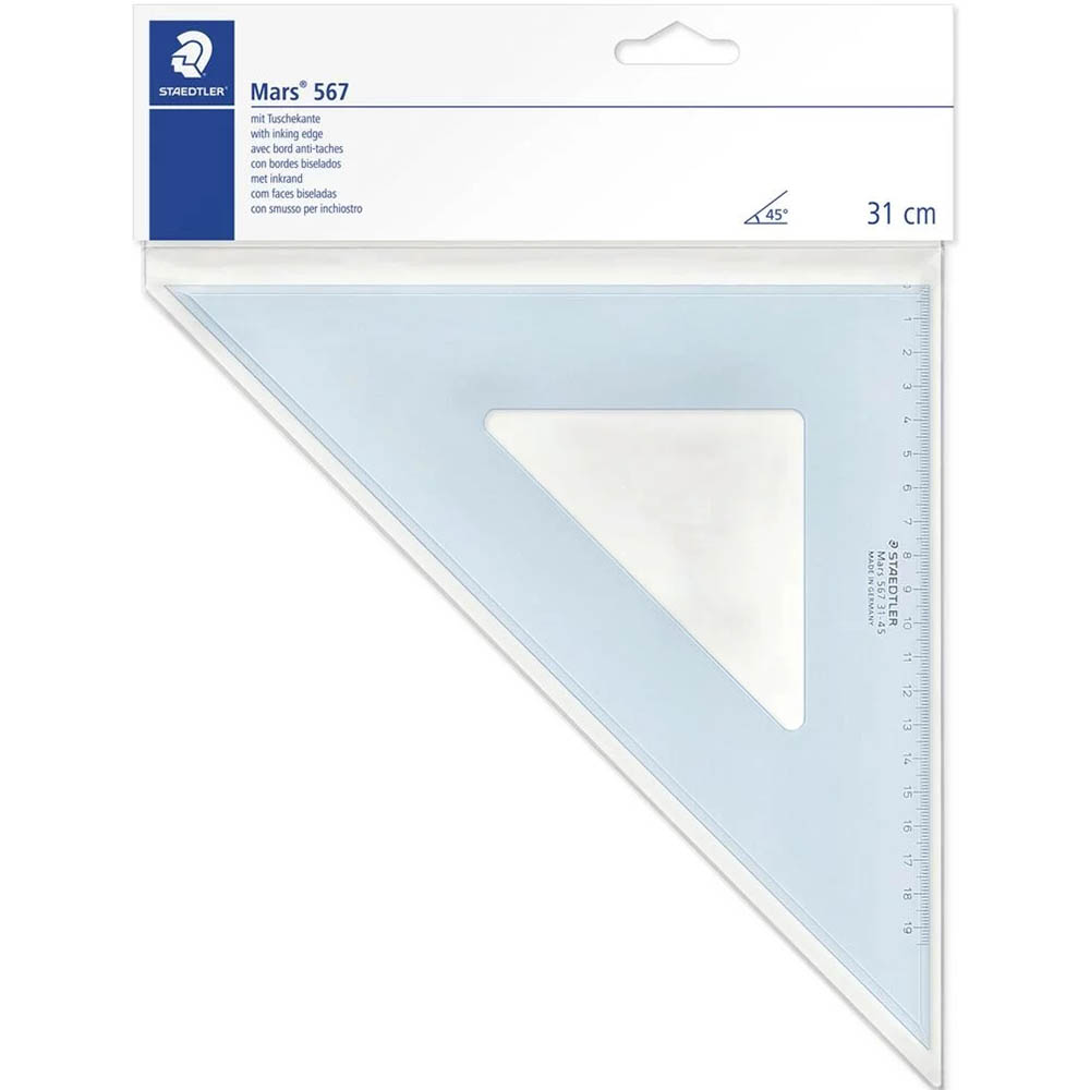 Image for STAEDTLER 567 MARS SET SQUARE 45/45 310MM CLEAR from Prime Office Supplies