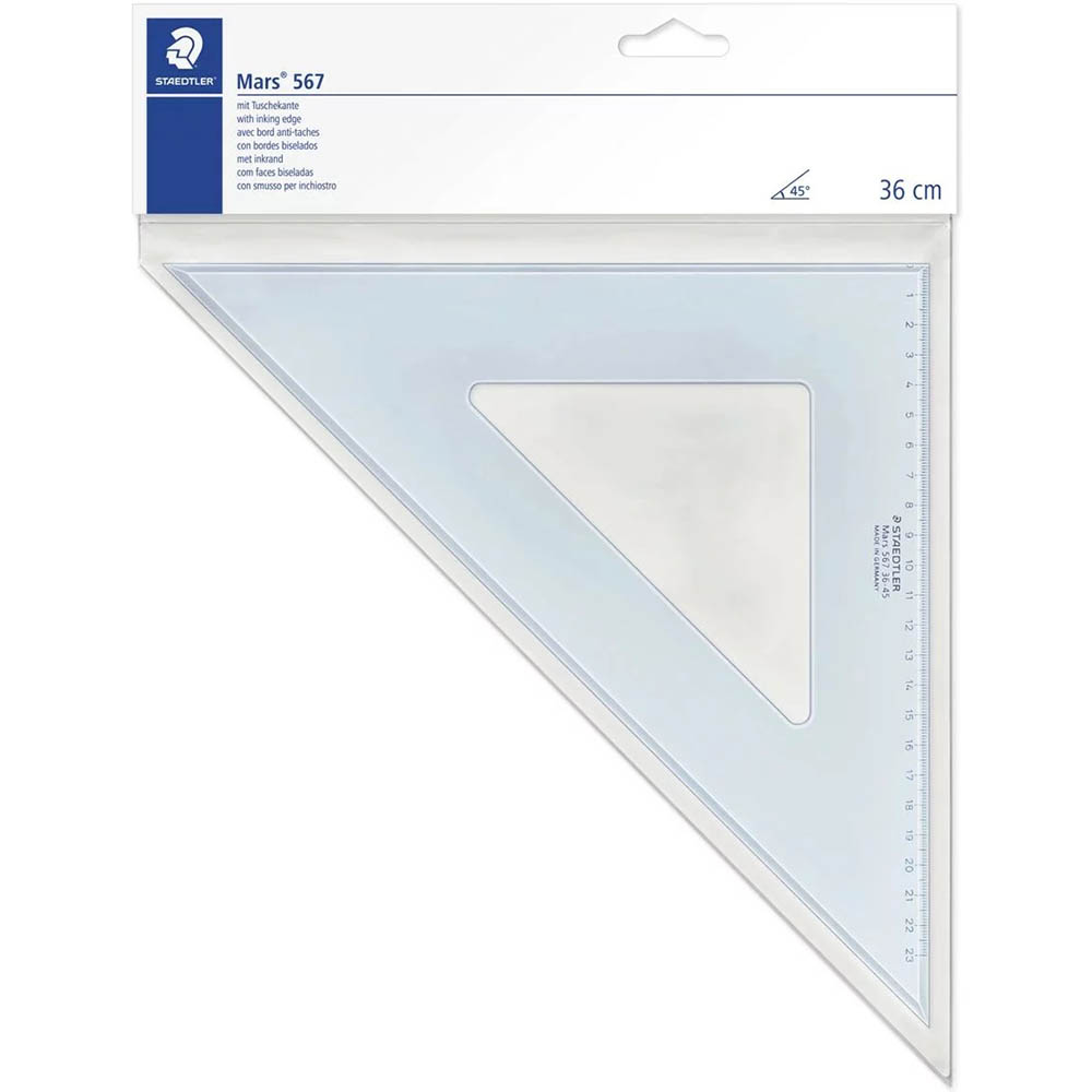 Image for STAEDTLER 567 MARS SET SQUARE 45/45 360MM CLEAR from Prime Office Supplies
