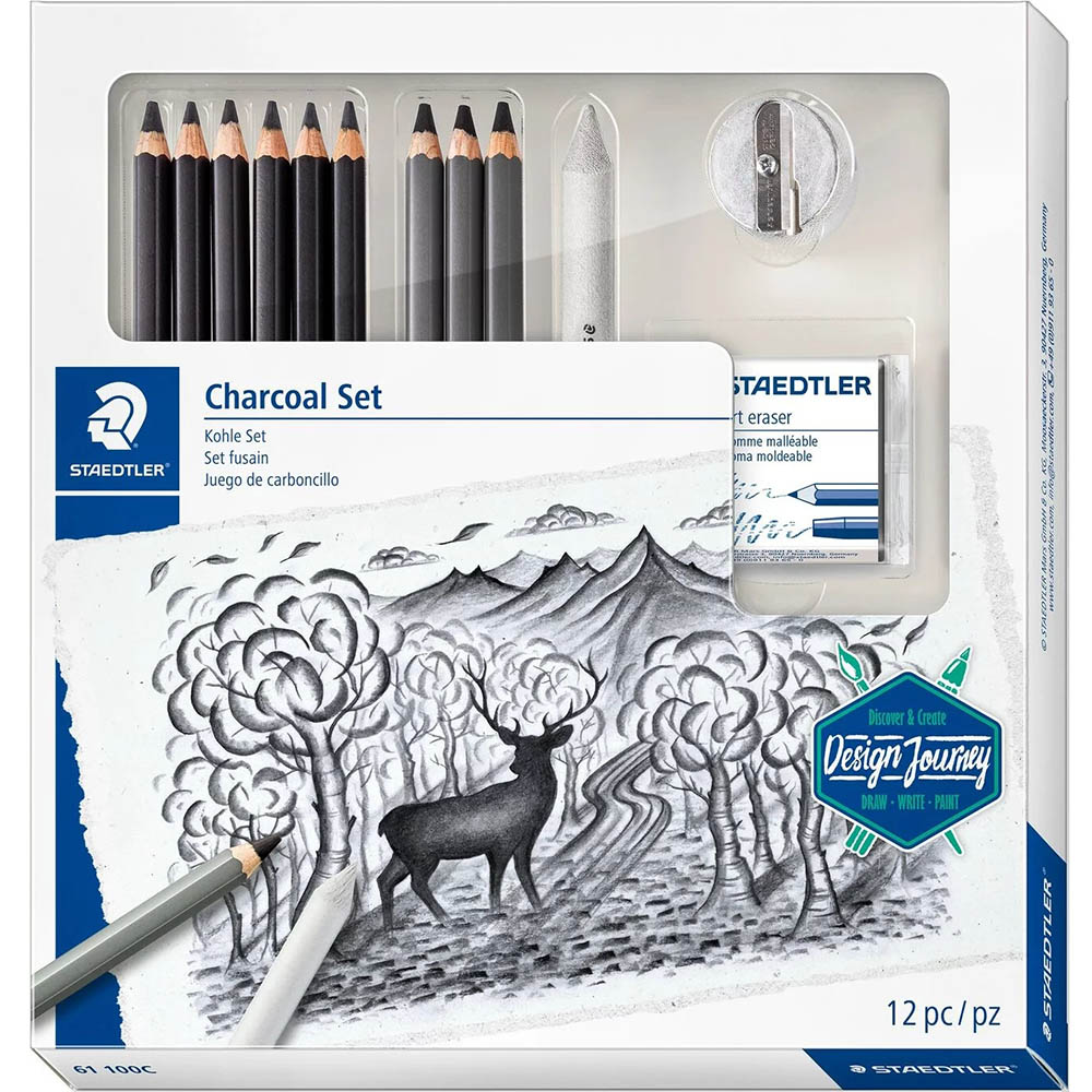 Image for STAEDTLER 61 DESIGN JOURNEY LUMOGRAPH CHARCOAL MIXED SET from York Stationers