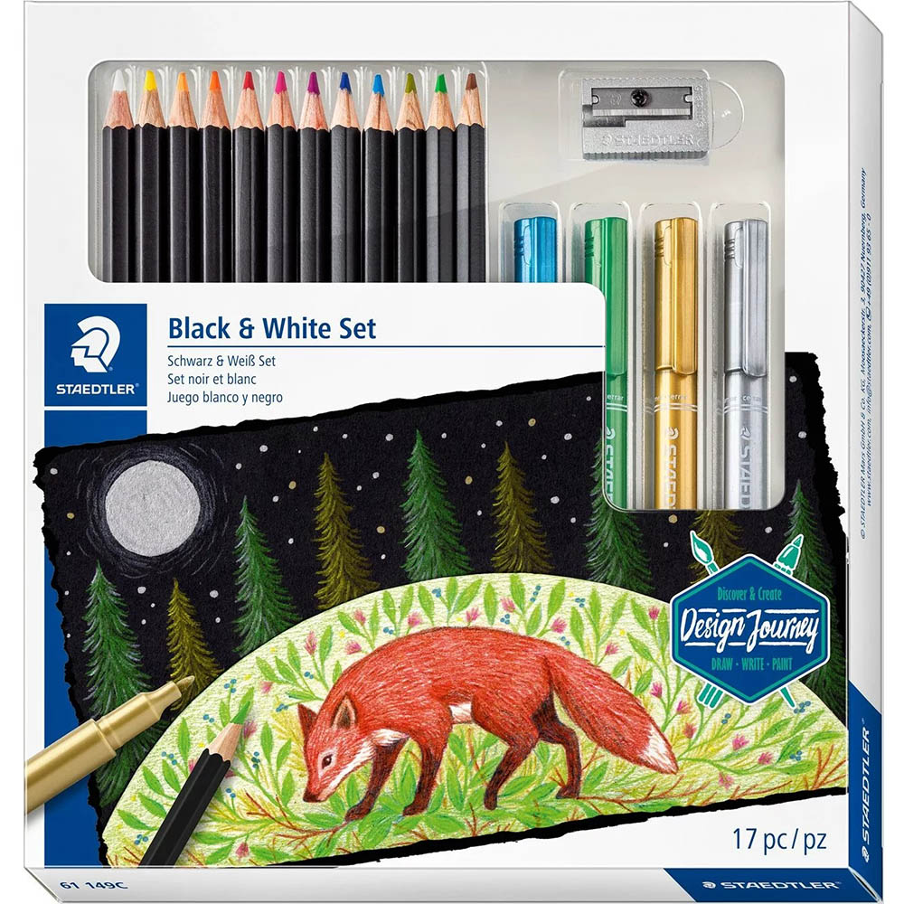 Image for STAEDTLER 61 DESIGN JOURNEY BLACK AND WHITE SOFT COLOUR MIXED SET from Prime Office Supplies