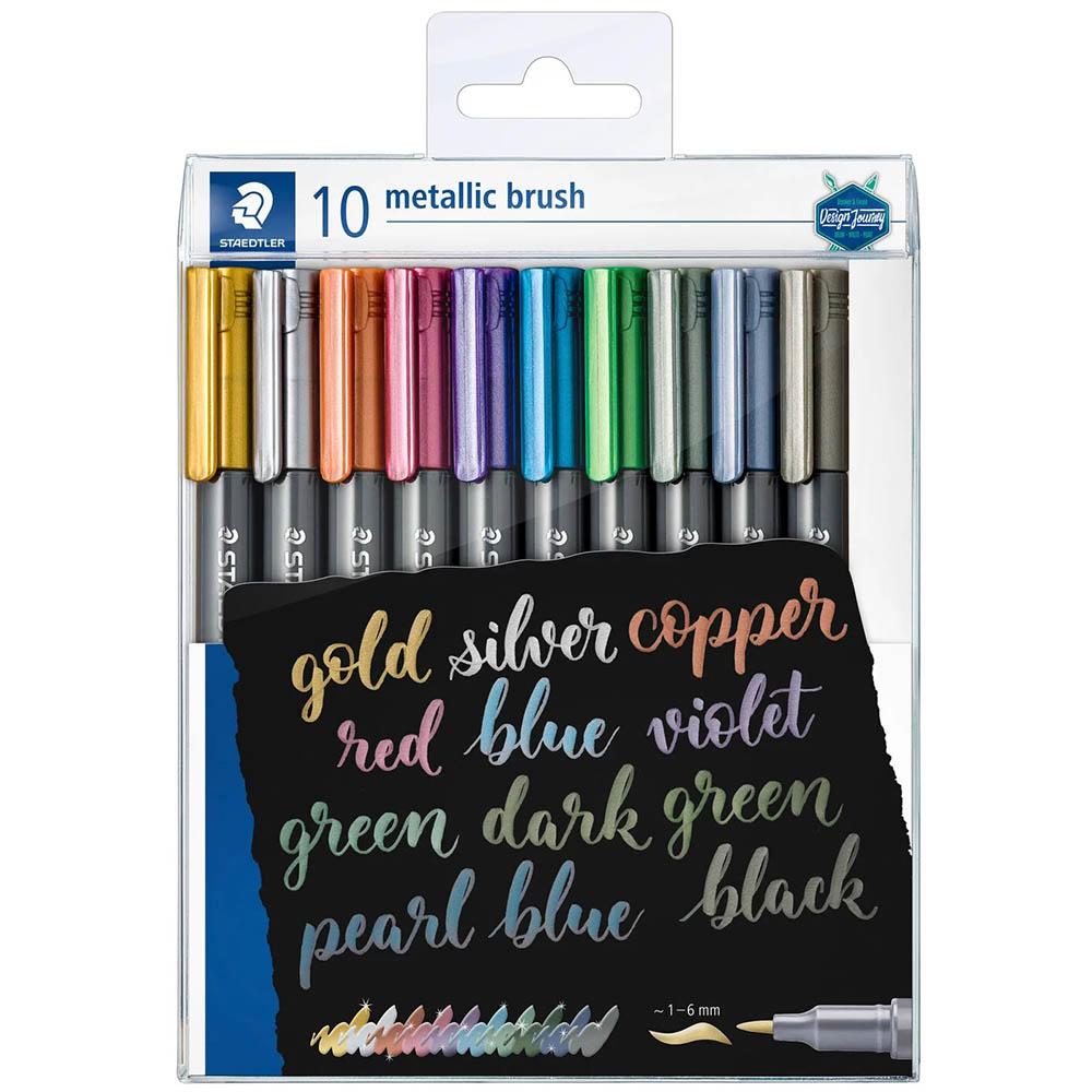 Image for STAEDTLER 8321 METALLIC BRUSH MARKER ASSORTED BOX 10 from BusinessWorld Computer & Stationery Warehouse