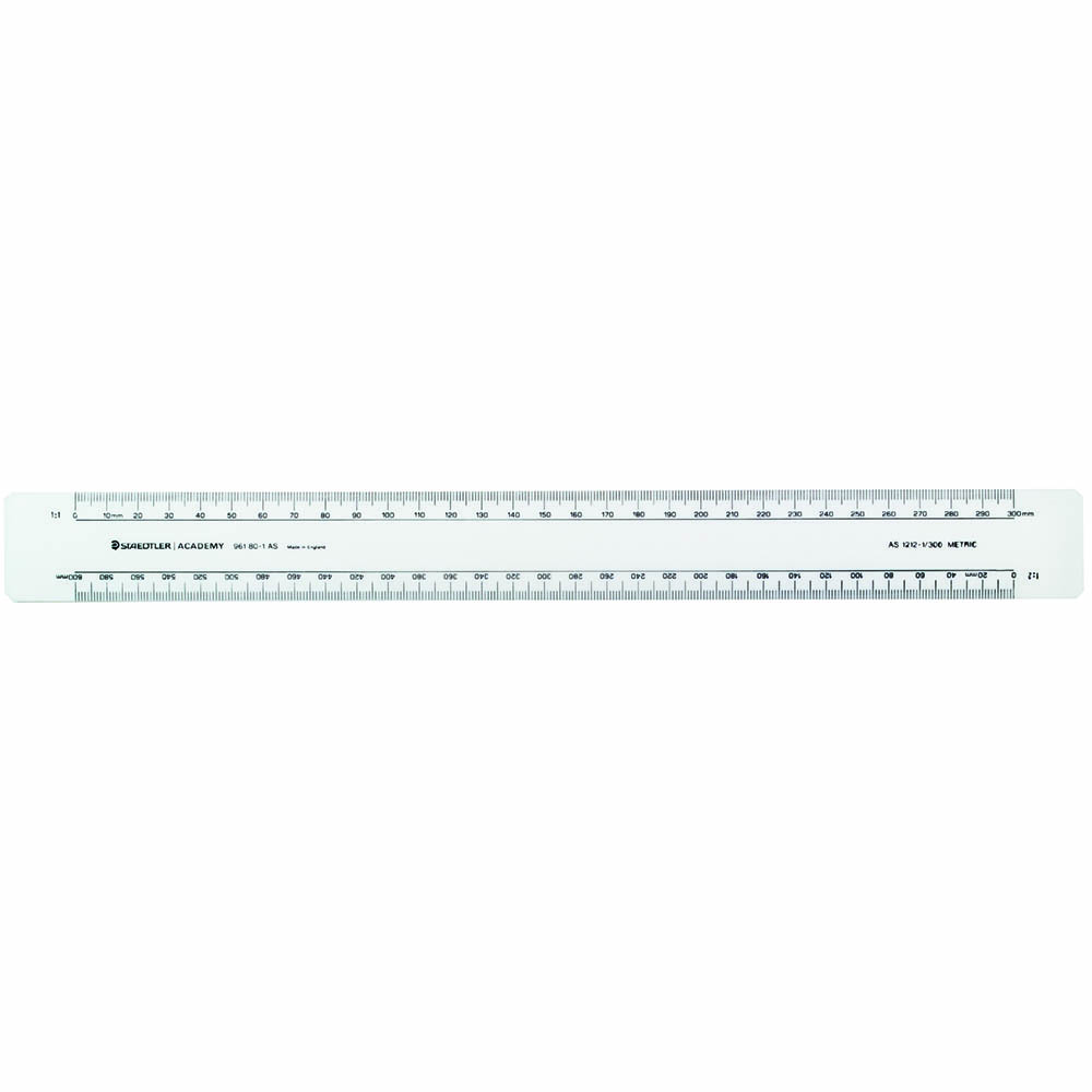 Image for STAEDTLER AS1212-1 ACADEMY OVAL SCALE RULER 300MM CLEAR from York Stationers