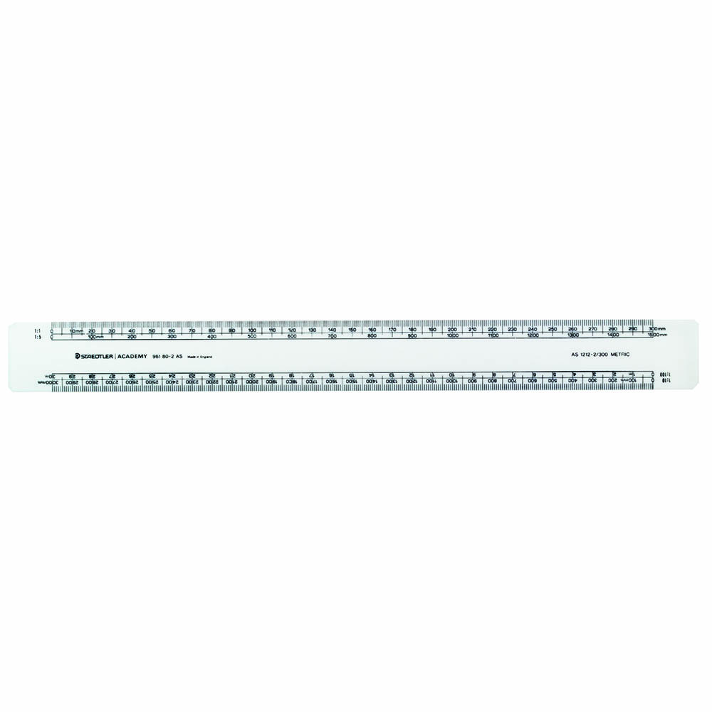 Image for STAEDTLER AS1212-2 ACADEMY OVAL SCALE RULER 300MM CLEAR from Office Heaven