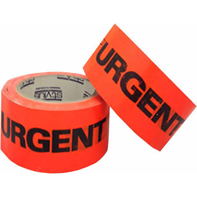 Image for STYLUS 455 PRINTED PACKAGING TAPE URGENT 48MM X 66M FLUORO ORANGE from Office Express