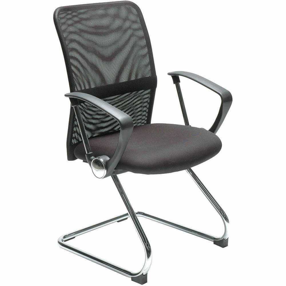 Image for SYLEX STAT VISITOR CHAIR MEDIUM MESH BACK ARMS BLACK from Australian Stationery Supplies
