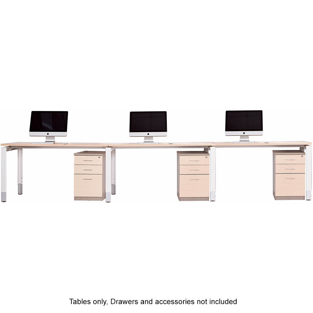 Image for OBLIQUE HEIGHT ADJUSTABLE 3 PERSON STRAIGHT DESK 3600 X 750 X 720MM SNOW MAPLE from That Office Place PICTON