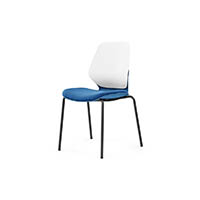 sylex kaleido chair 4 leg no arms white steel frame blue seat