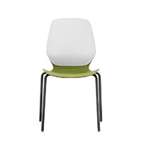 sylex kaleido chair 4 leg no arms white steel frame olive seat
