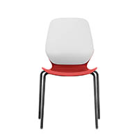 sylex kaleido chair 4 leg no arms white steel frame red seat