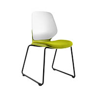sylex kaleido chair white sled frame olive seat