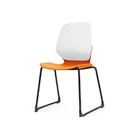 sylex kaleido chair white sled frame orange seat