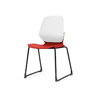 sylex kaleido chair white sled frame red seat