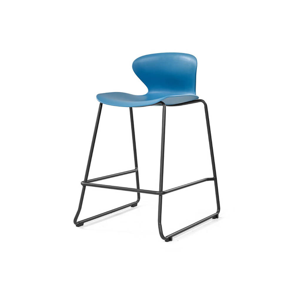 Image for SYLEX KALEIDO 650H STOOL WITH BLACK SLED FRAME BLUE SEAT from York Stationers