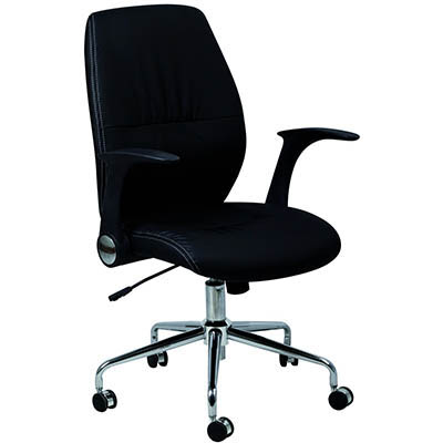 Image for SYLEX MODENA TASK CHAIR MEDIUM BACK ARMS PU BLACK from BusinessWorld Computer & Stationery Warehouse
