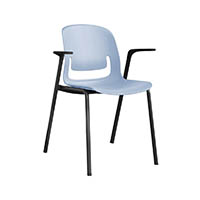 sylex pallete chair 4 leg with arms black steel frame grey seat
