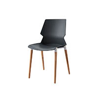 sylex prism plastic chair over beech wood 4 legs black