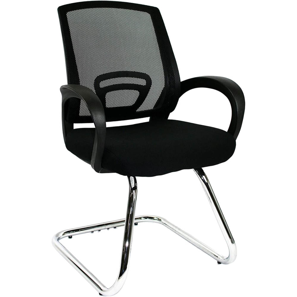 Image for SYLEX TRICE VISITOR CHAIR CANTILEVER BASE MEDIUM BACK ARMS MESH BLACK WITH BLACK SEAT from Merv's Stationery