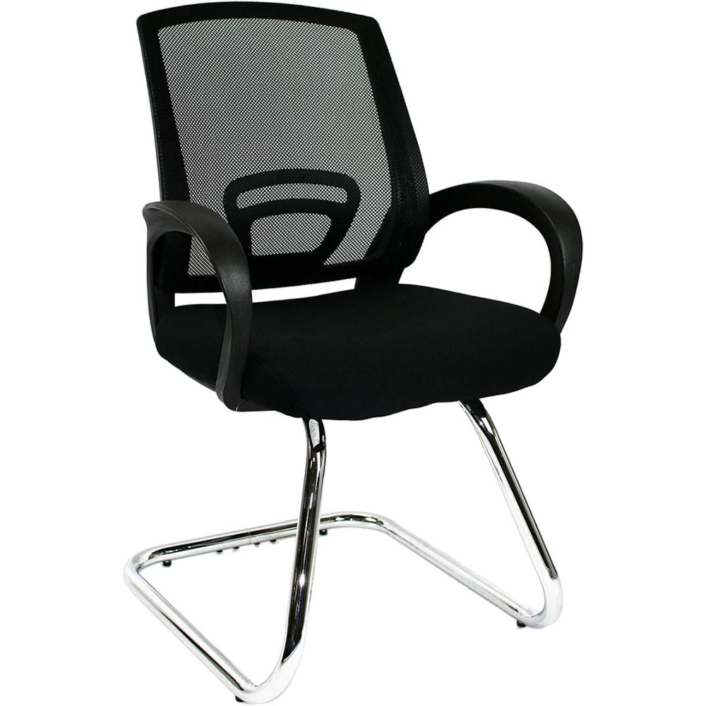 Image for SYLEX TRICE VISITOR CHAIR CANTILEVER BASE MEDIUM BACK ARMS MESH BLACK WITH BLACK SEAT from Office Express
