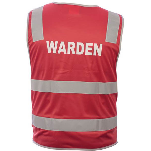 Image for TRAFALGAR HI-VIS WARDEN VEST DAY/NIGHT RED LARGE from Second Office