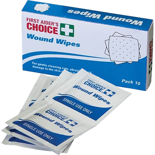 Image for FIRST AIDERS CHOICE WOUND WIPES PACK 10 from Challenge Office Supplies
