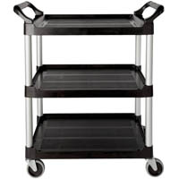 rubbermaid utilty cart trolley 3 shelf black