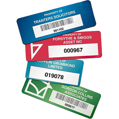 Image for BRADY CUSTOM DURAGUARD ASSET TAGS 38 X 19MM WITH BARCODE PACK 10 from BusinessWorld Computer & Stationery Warehouse
