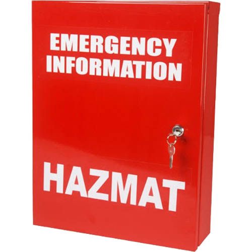 Image for BRADY CABINET EMERGENCY INFORMATION HAZMAT SMALL RED from Challenge Office Supplies