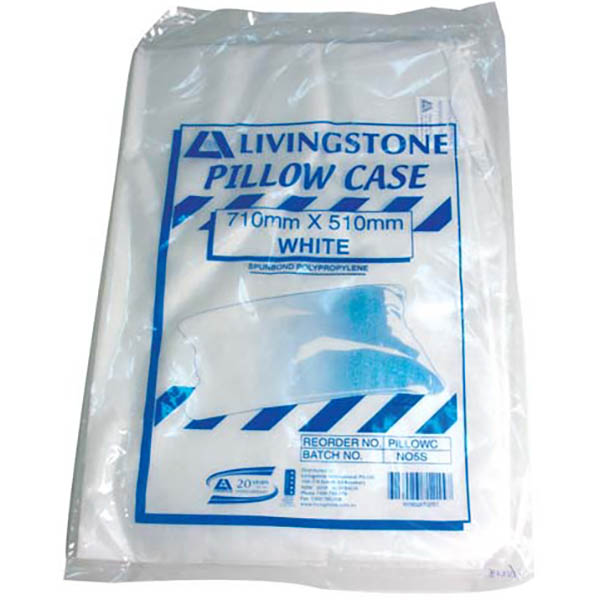 Image for LIVINGSTONE DISPOSABLE PILLOW COVER CASE 25GSM WHITE from BusinessWorld Computer & Stationery Warehouse