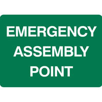 brady emergency sign assembly point 250 x 180mm vinyl