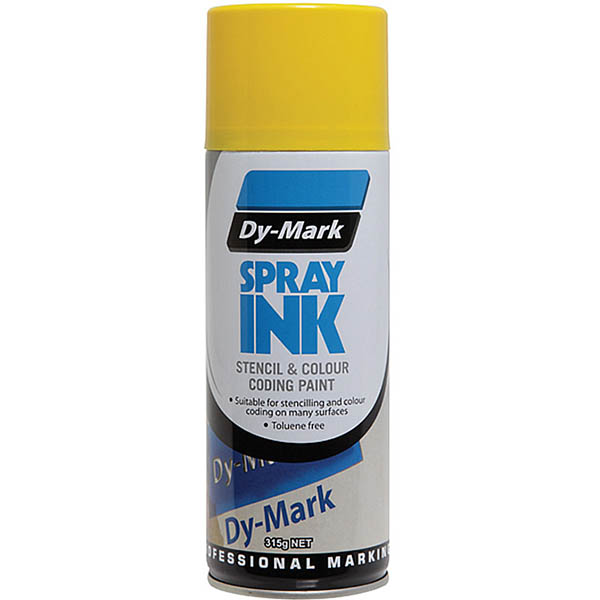 Image for DY-MARK STENCIL AND COLOUR CODING SPRAY INK 315G YELLOW from SNOWS OFFICE SUPPLIES - Brisbane Family Company
