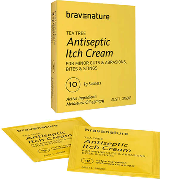 Image for BRAVENATURE TEA TREE ANTISEPTIC ITCH CREAM SACHETS PACK 10 from SNOWS OFFICE SUPPLIES - Brisbane Family Company