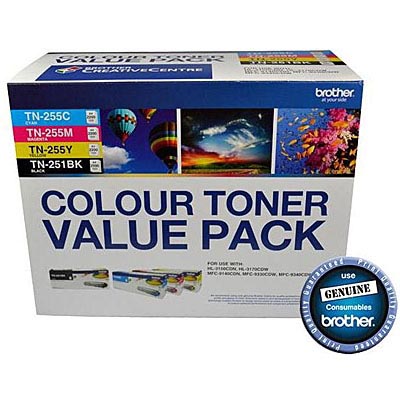 Image for BROTHER TN251BK / TN255 TONER CARTRIDGE BLACK/CYAN/MAGENTA/YELLOW from BusinessWorld Computer & Stationery Warehouse