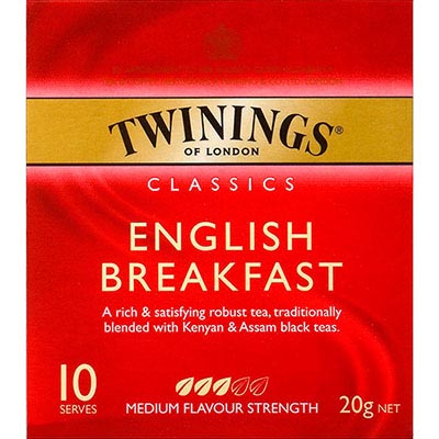 Image for TWININGS CLASSICS ENGLISH BREAKFAST TEA BAGS PACK 10 from Challenge Office Supplies