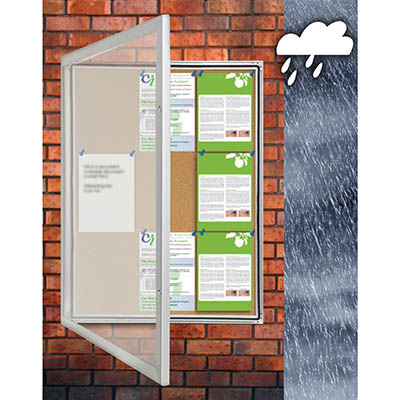 Image for VISIONCHART TX WEATHER RESISTANT NOTICE CASE 1050 X 1080MM SILVER FRAME CORK BACKGROUND from Australian Stationery Supplies