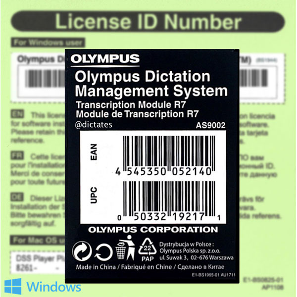 Image for OLYMPUS AS9002 ODMS R7 TRANSCRIPTION MODULE LICENCE KEY FOR WINDOWS 10 from BusinessWorld Computer & Stationery Warehouse