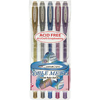 uni-ball um120 signo gel ink rollerball pen 0.8mm noble metalic assorted pack 5